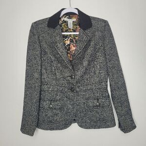 Cabi 629 Fox Hunt Tweed Equestrian Blazer Jacket Wool Blend Size 4